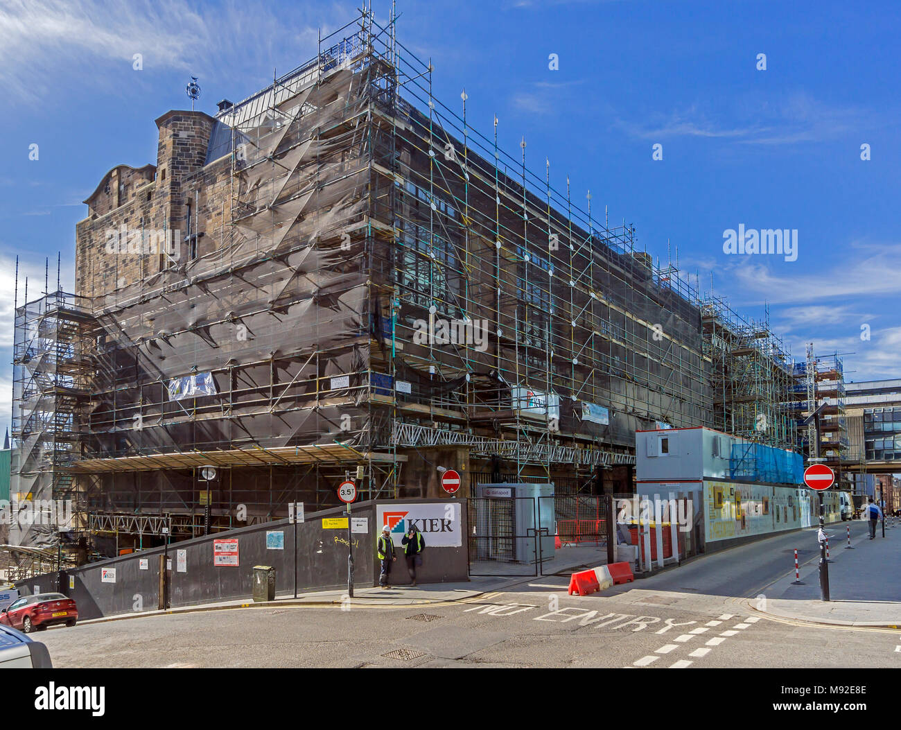 Mackintosh Building restoration in progress at The Glasgow School of Art in Renfrew Street  Glasgow Scotland UK Stock Photo