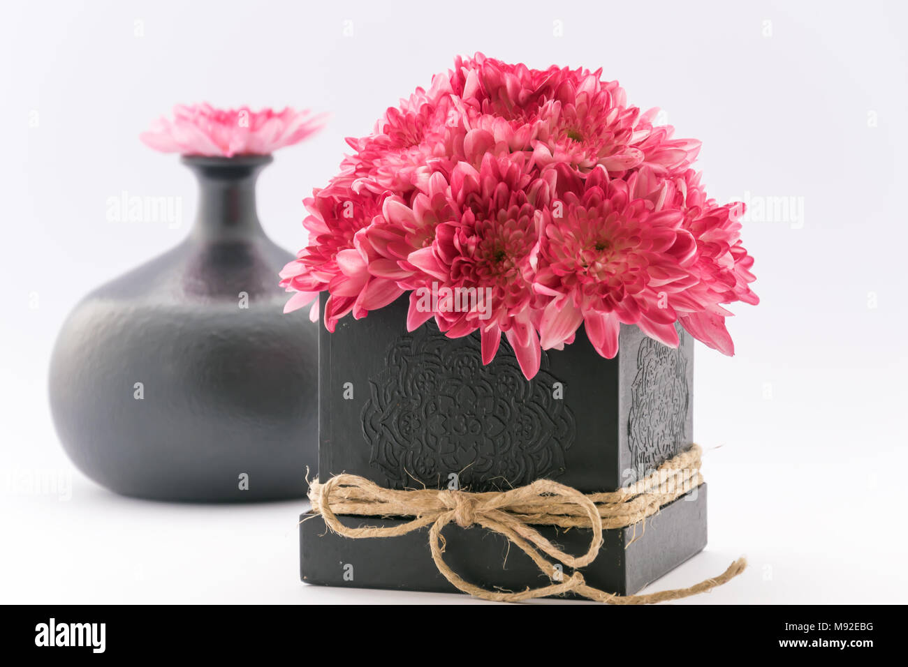 Flower arrangement in a decorative box Stock Photo Alamy