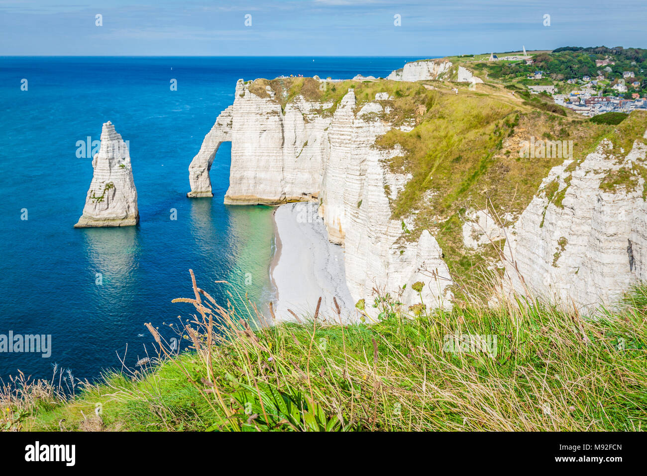 The famous cliffs at Etretat in Normandy, France Stock Photo