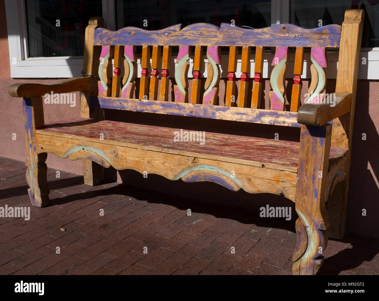 Decorative Outdoor Wooden Bench Stock Photo Alamy