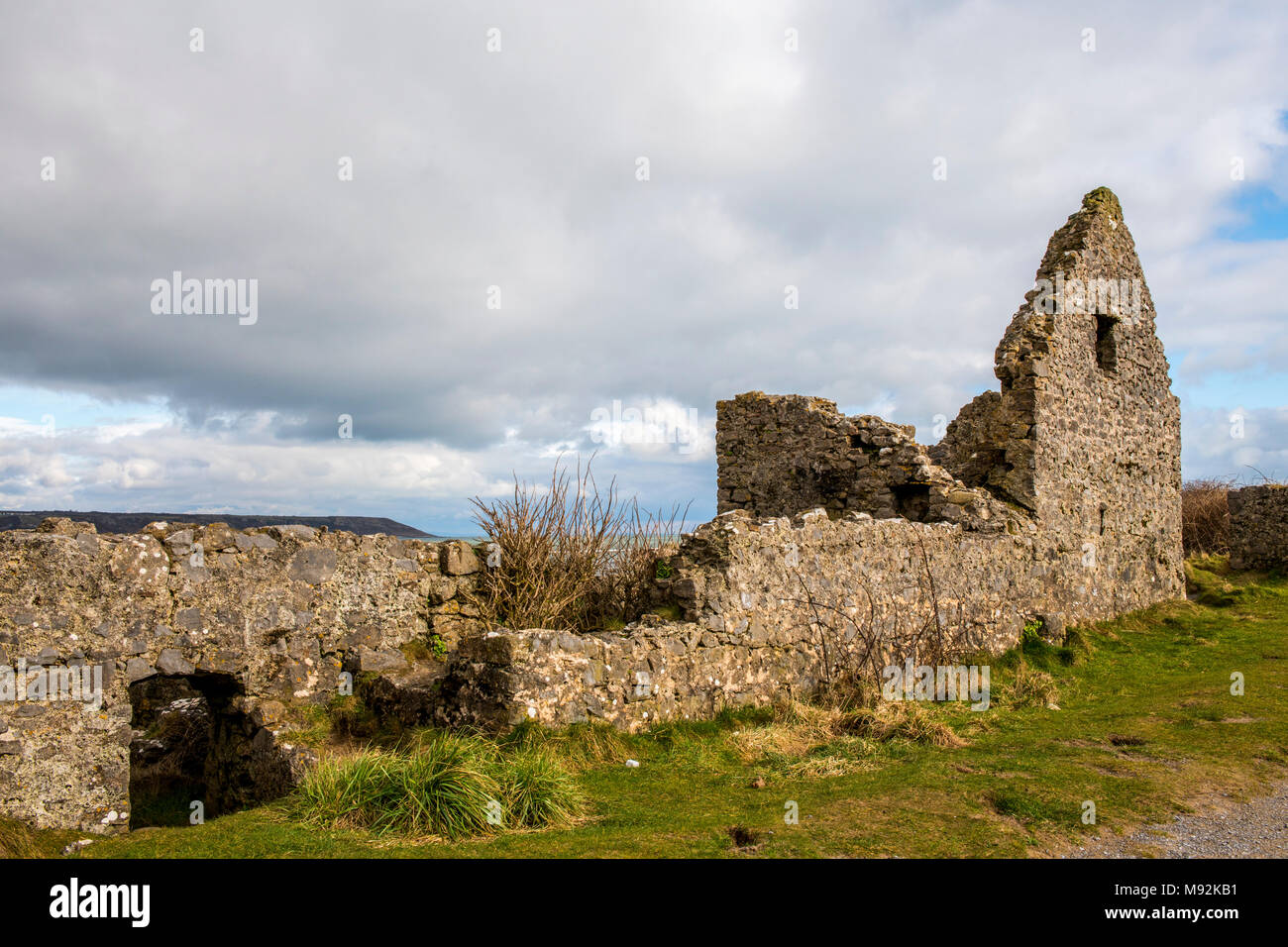 Ruins of the Salt House Port Eynon Gower Peninsula south Wales Stock Photo