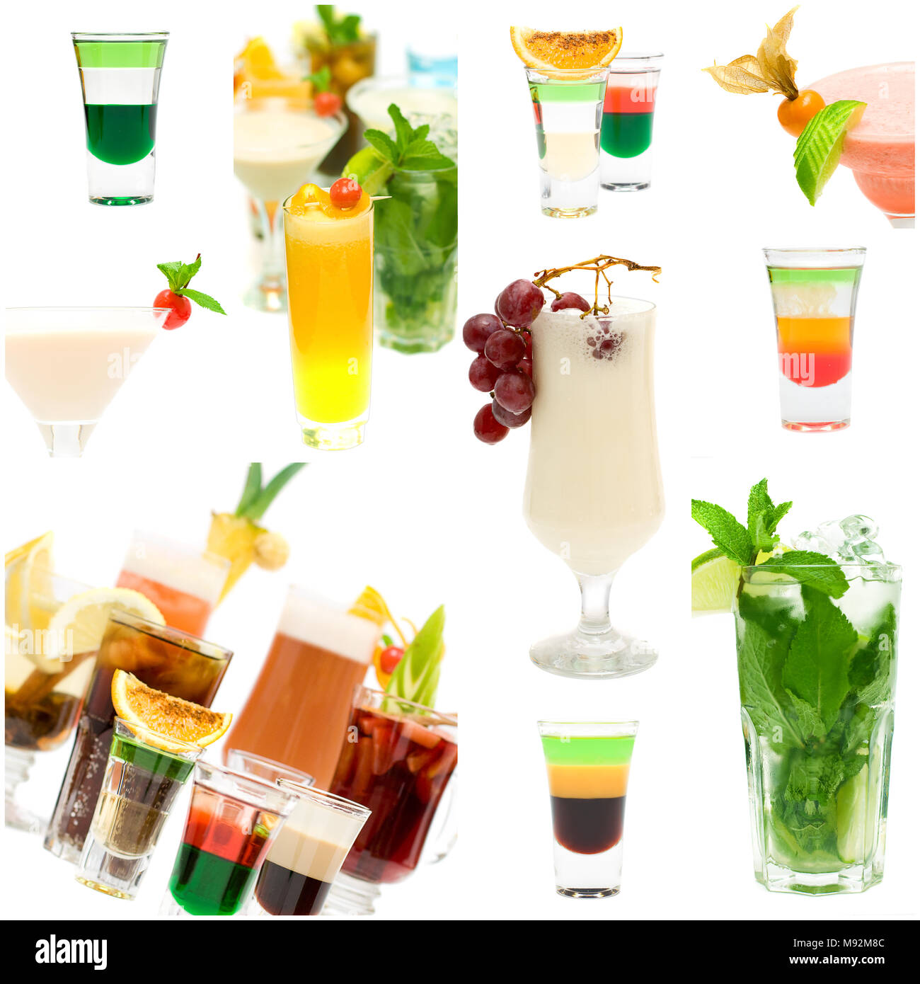 Fancy Cocktail Collage - Alcohol Background Stock Photo