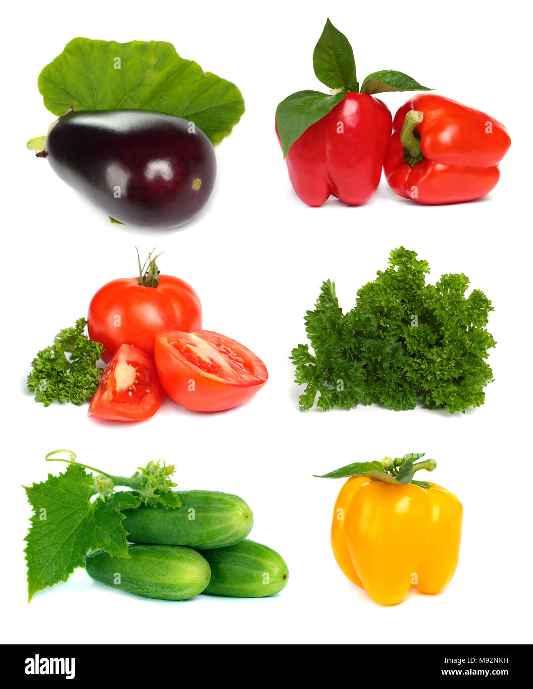 Set of vegetable fruit isolated on white background tomato, cucumber