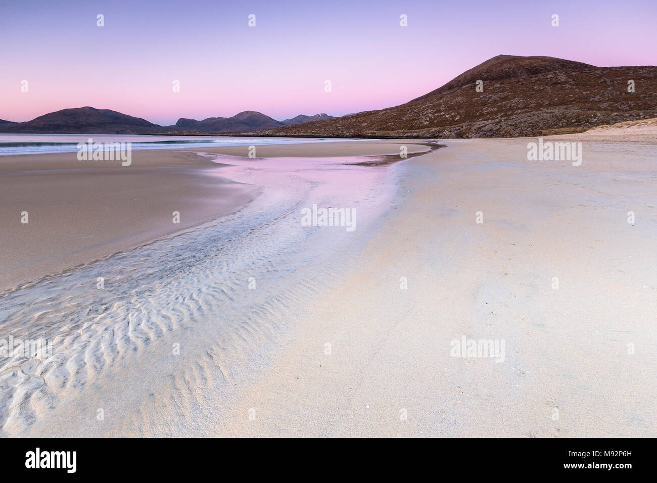 Luskentyre beach on the Isle of Harris in the Outer Hebrides. Stock Photo