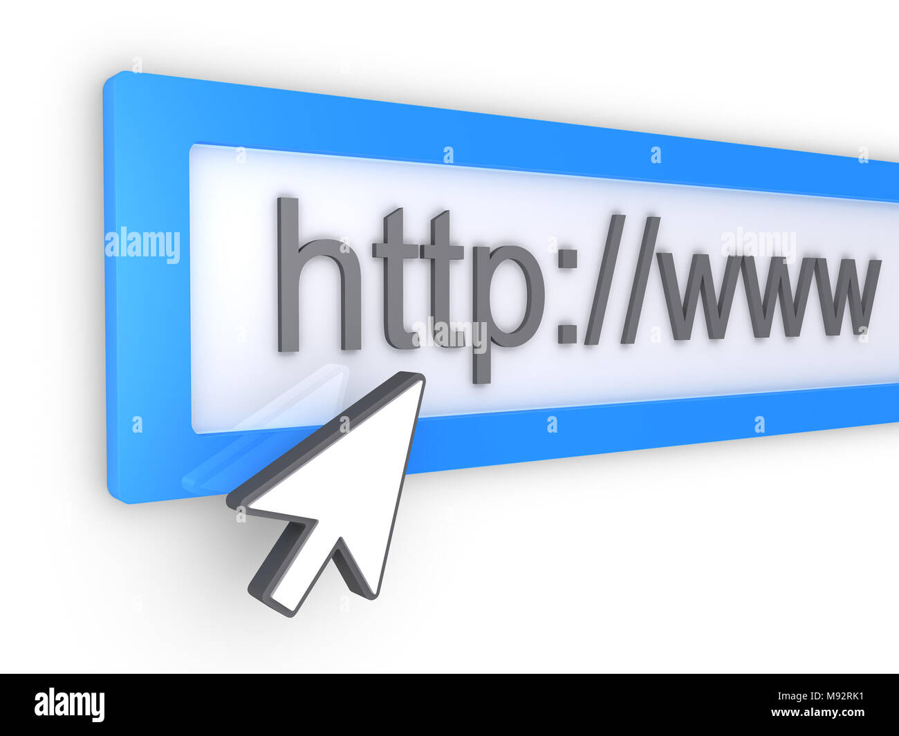 Internet address text and a mouse cursor Stock Photo