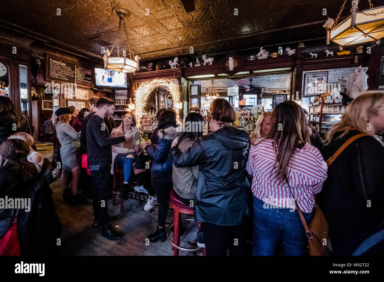 bar in a traditional style pub at lower manhattan, new york Stock Photo