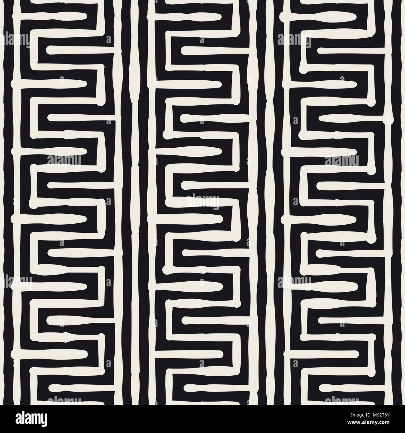 Hand drawn striped seamless pattern with brushstrokes tiling. Abstract ...