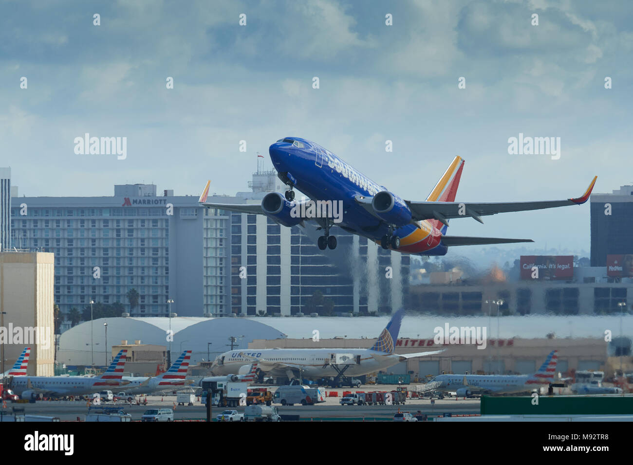 Southwest Airlines Boeing 737800 Passenger Jet, Climbing Away From Los