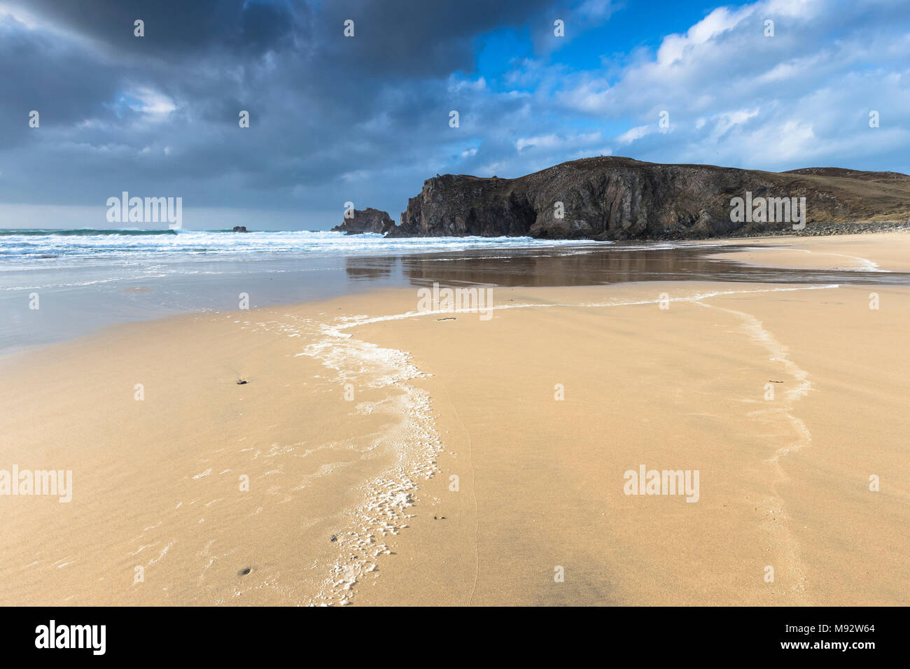Storm beach at Mangursta on the Isle of Lewis in the Outer Hebrides. Stock Photo