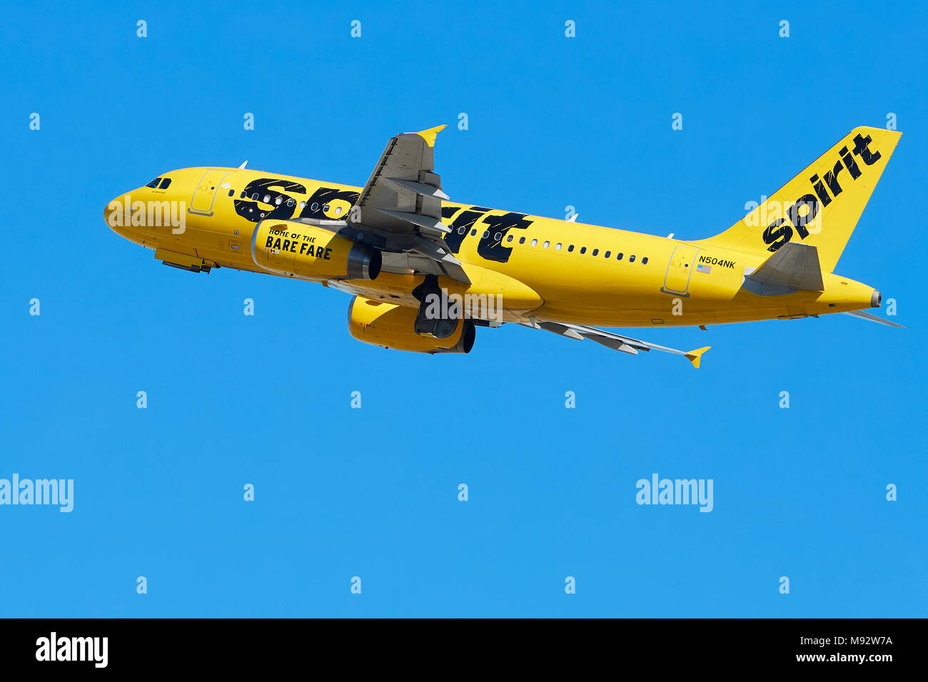 Spirit Airlines Airbus A319 Passenger Plane In The Bright Yellow Livery