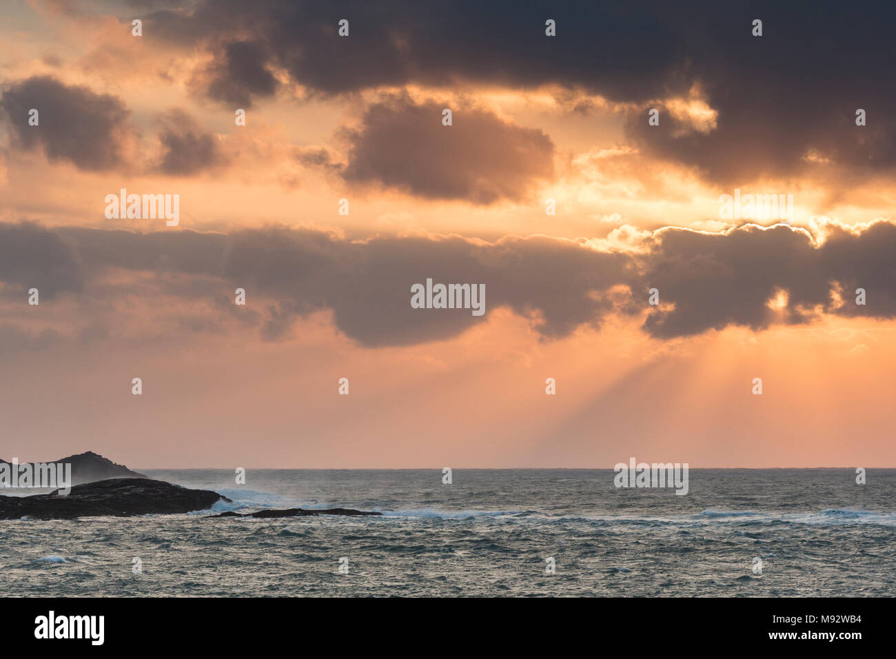 Atlantic waves at Mealista Coast on the Isle of Lewis in the Outer Hebrides. Stock Photo