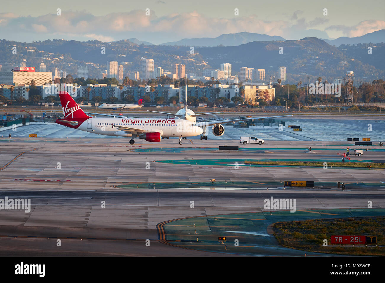Virgin America Airlines, Airbus A319 Taxiing After Landing At Los