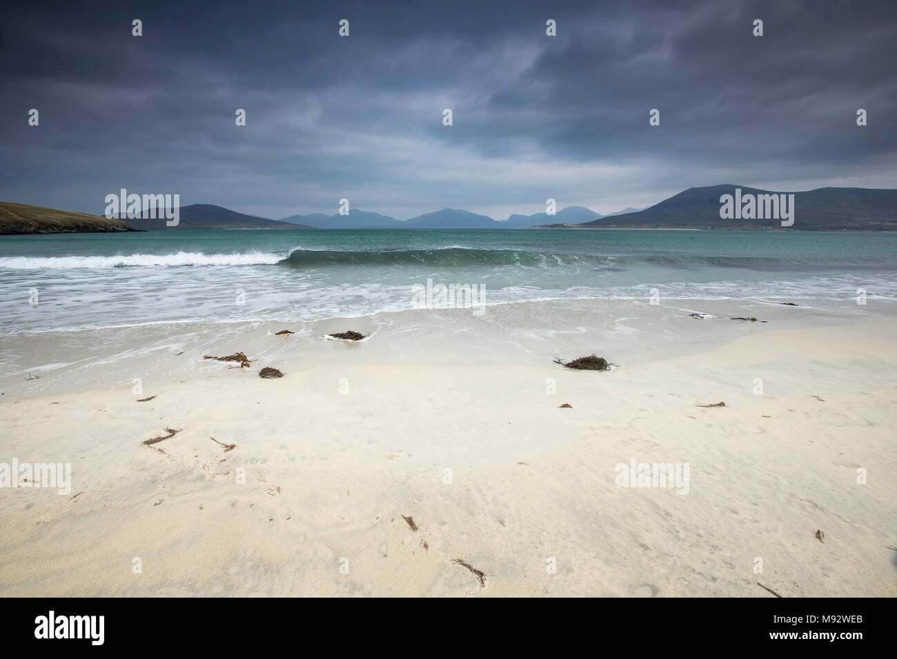 Seilebost beach on the Isle of Harris in the Outer Hebrides. Stock Photo