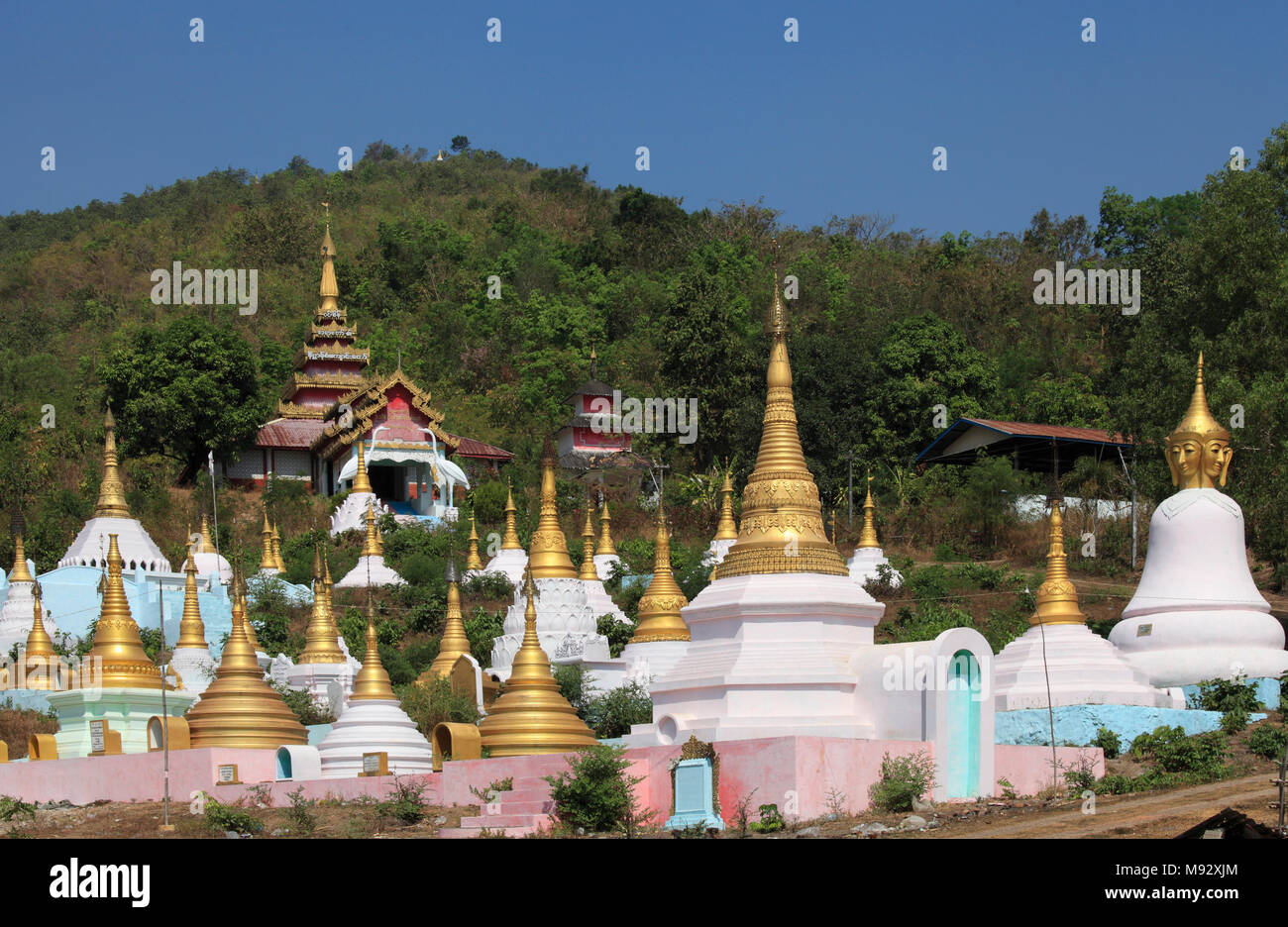 Myanmar, Mon State, Mudon, Win Sein Taw Ya, buddhist temple, Stock Photo