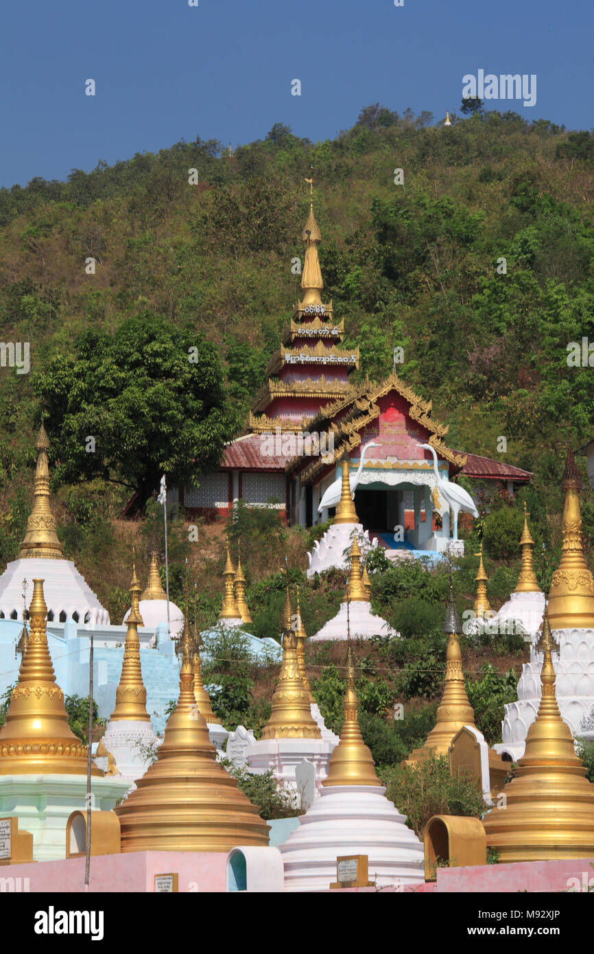 Myanmar, Mon State, Mudon, Win Sein Taw Ya, buddhist temple, Stock Photo
