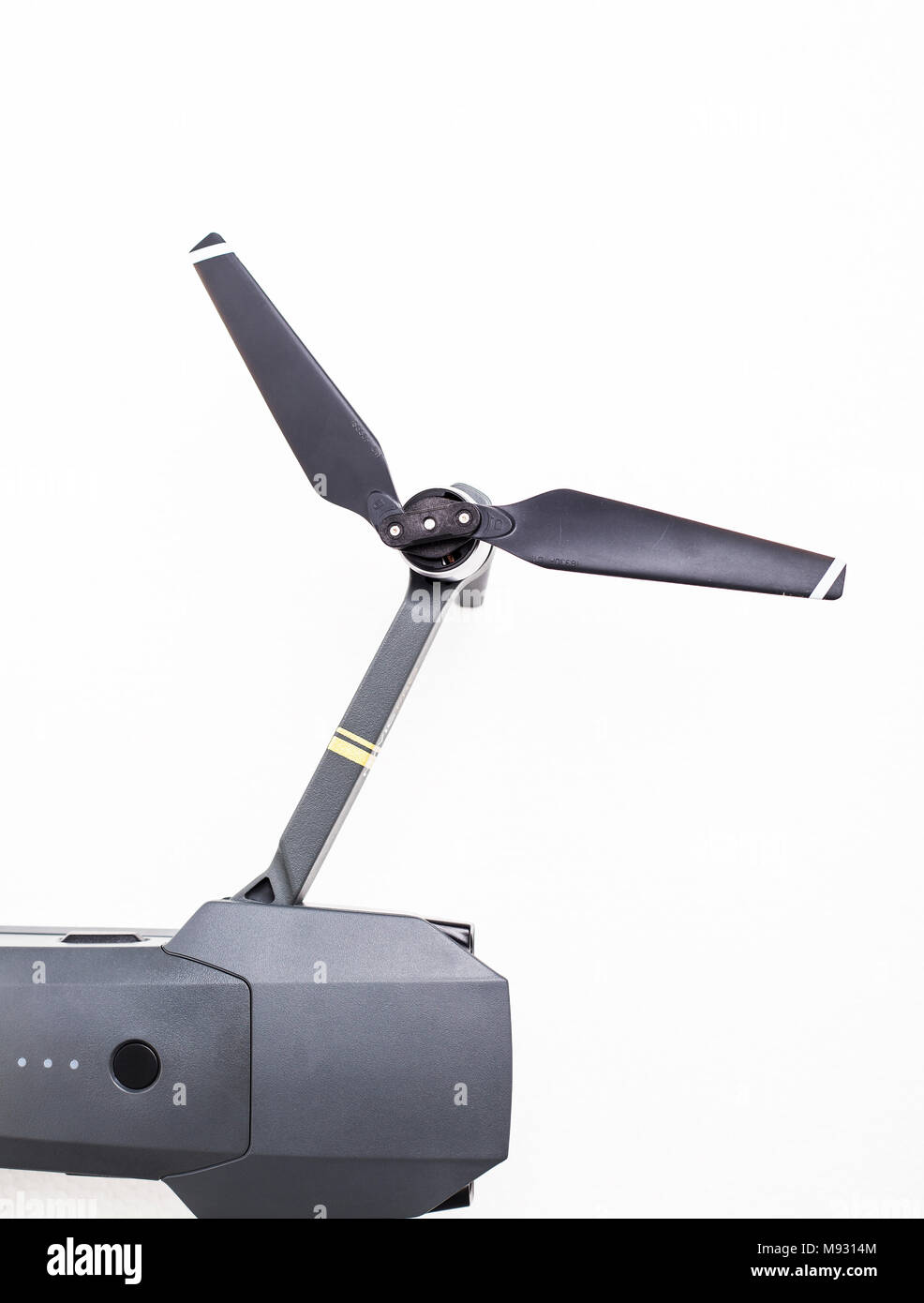 DJI Mavic Pro drone: ISRAEL, OCTOBER 2, 2017. Closeup, on white background. One of the most portable drones in the market, with 4k ultra hd. Stock Photo