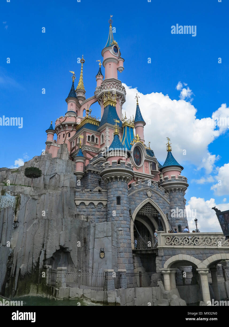 MARNE-LA-VALLEE, FRANCE - July 31st, 2016 - Sleeping Beauty Castle in Disneyland Resort Paris Stock Photo