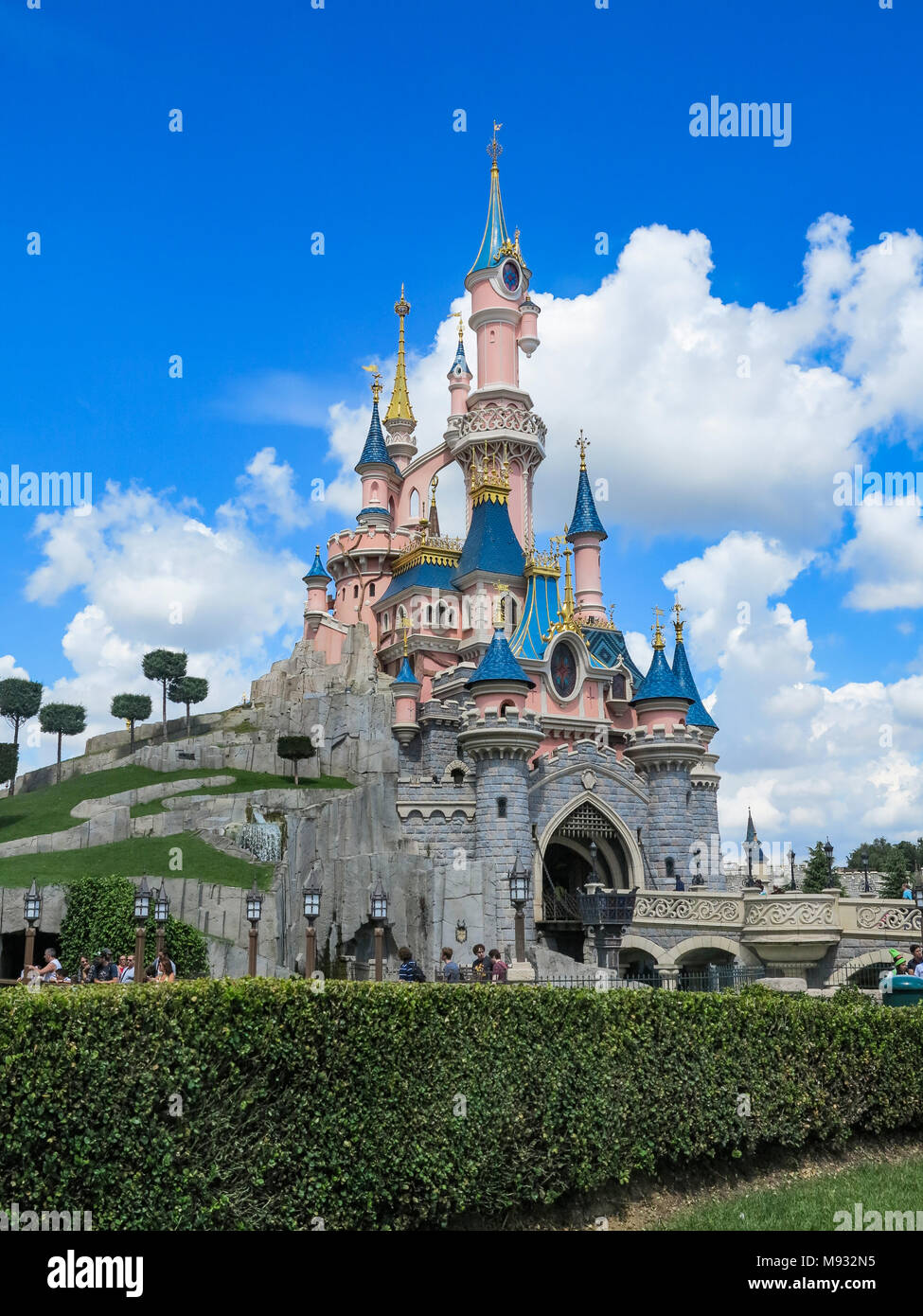 MARNE-LA-VALLEE, FRANCE - July 31st, 2016 - Sleeping Beauty Castle in Disneyland Resort Paris Stock Photo