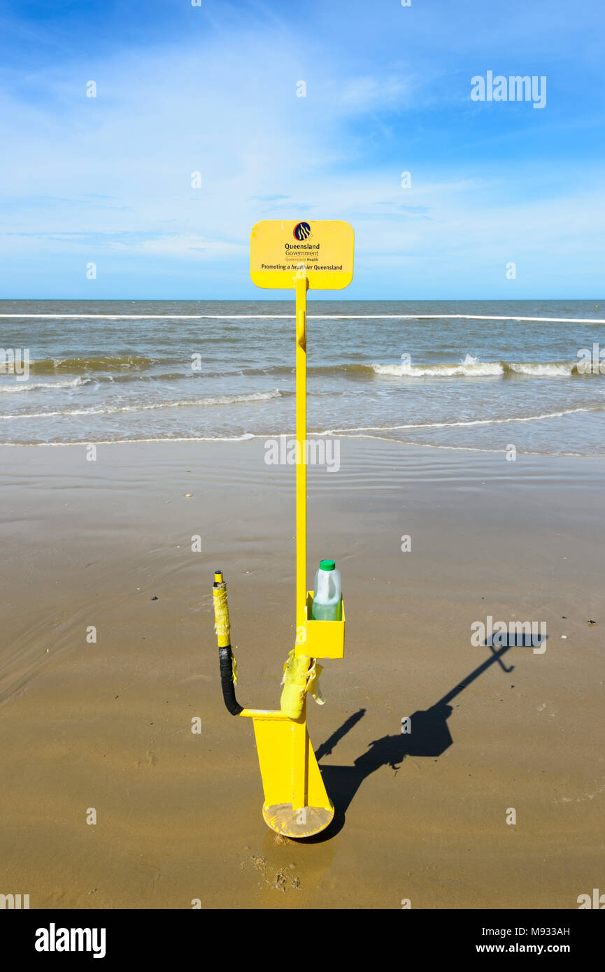 Bottle of vinegar as first aid kit to treat marine stingers stings seen