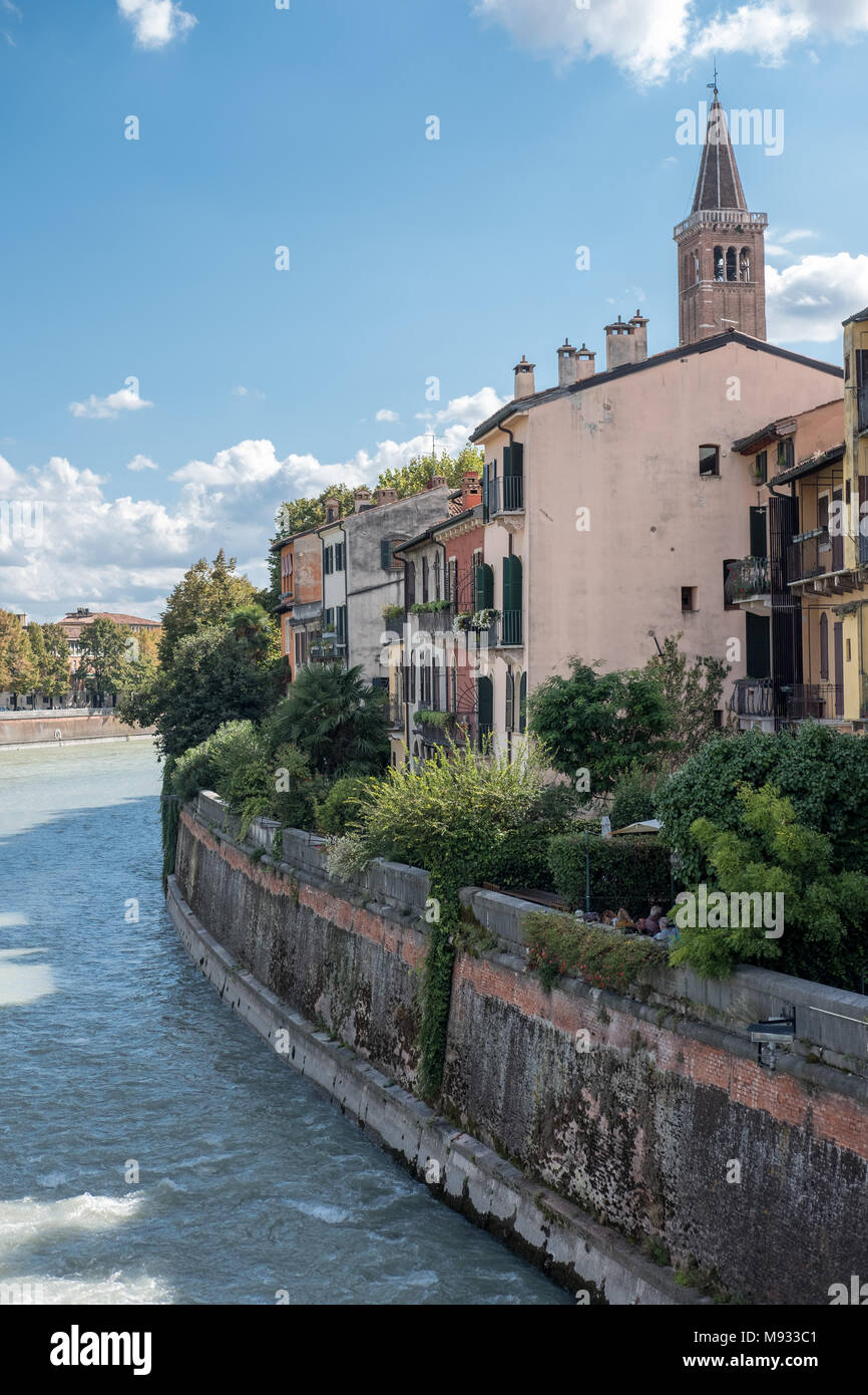 Building along Adige River in Verona, Italy Stock Photo - Alamy