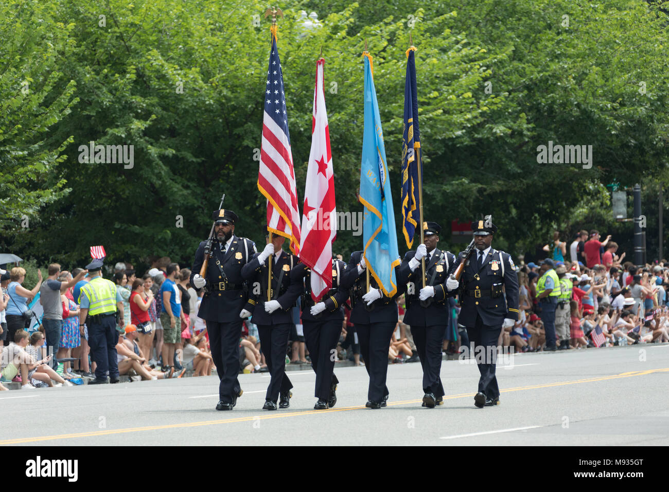 Washington, D.C., USA - July 4, 2017, The National Independence Day Parade is the  Fourth of July Parade in the capital of the United States, it  comm Stock Photo