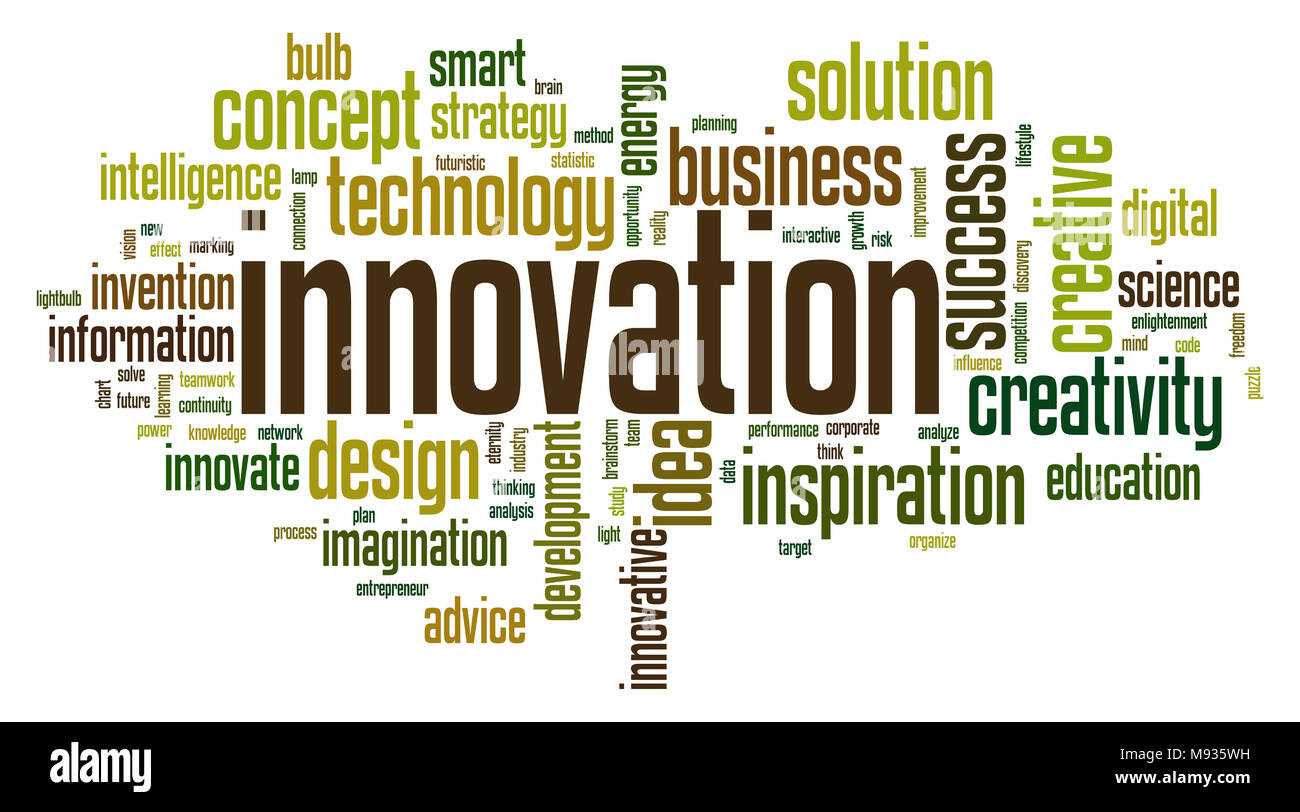 Innovation word cloud concept on white background, 3d rendering. Stock Photo