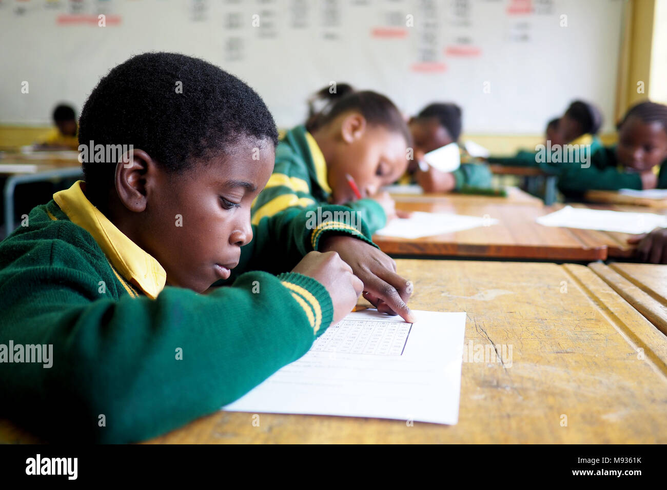 Young boy in a poor school in South Africa Stock Photo