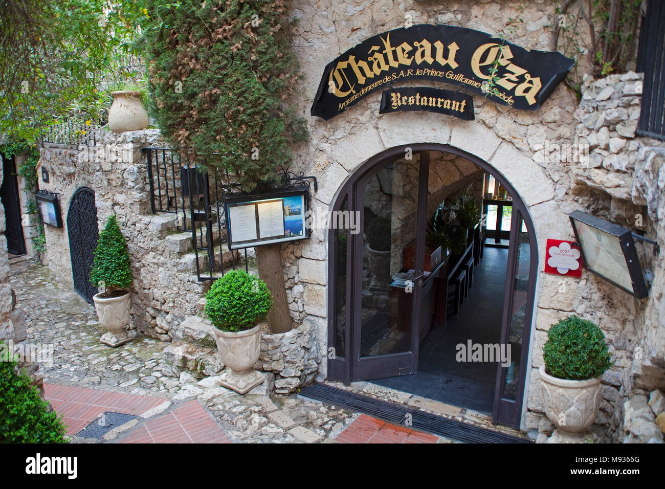 Restaurant Chateau Eza at medieval Èze Village, Provence, Var, Cote d'Azur, South France, France, Europe Stock Photo