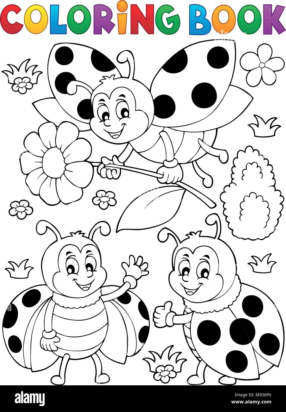 Download Coloring Book Ladybug Theme 7 Eps10 Vector Illustration Stock Vector Image Art Alamy