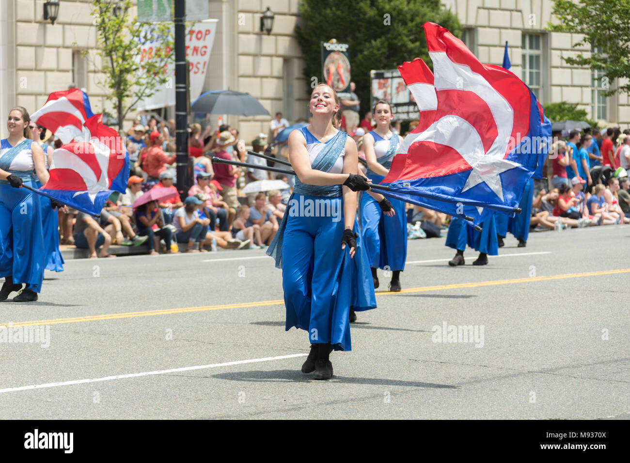 Washington, D.C., USA - July 4, 2017, The National Independence Day Parade is the  Fourth of July Parade in the capital of the United States, it  comm Stock Photo