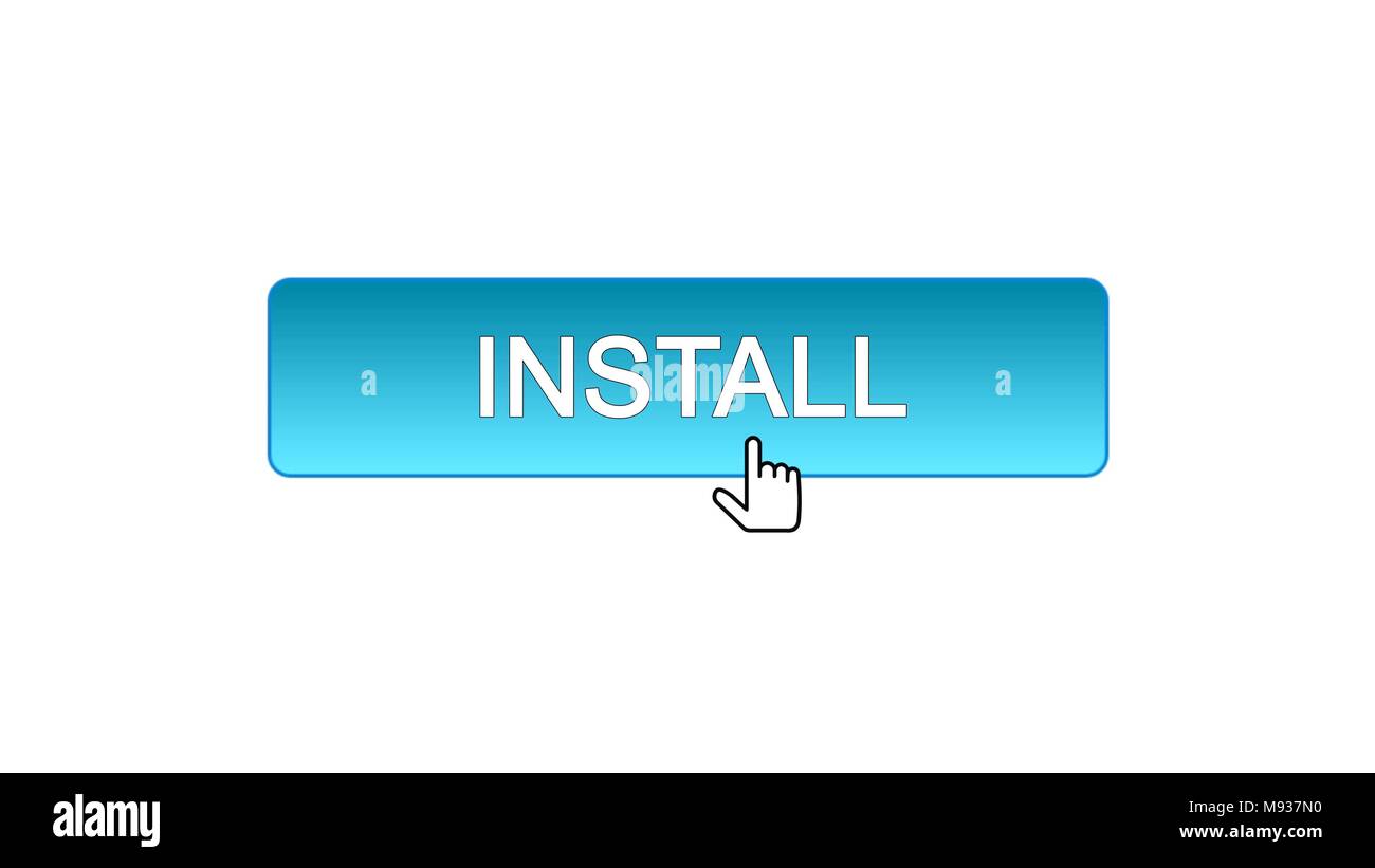 Install web interface button clicked with mouse cursor, blue color ...