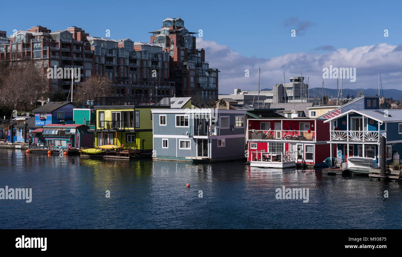Float homes at Fisherman's Wharf in the James Bay neighborhood of
