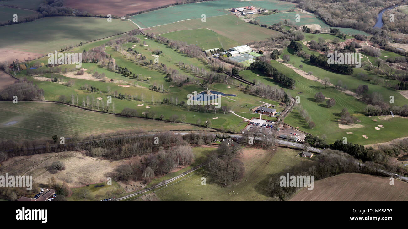 aerial view of Ripon city golf club and tennis centre, UK Stock Photo