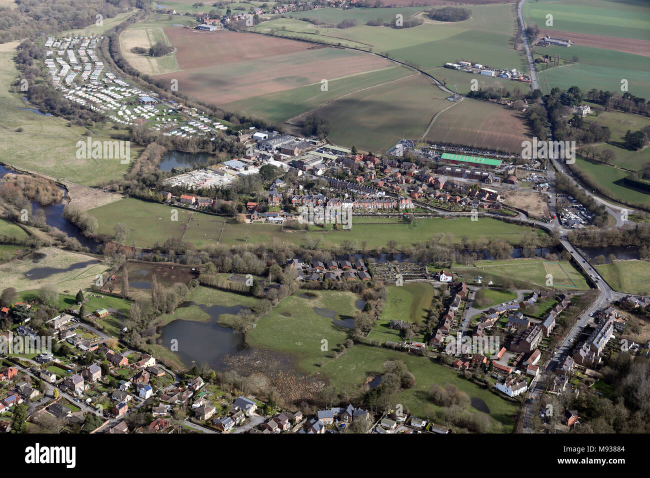 aerial view of the north east side of Ripon around the River Ure Stock Photo
