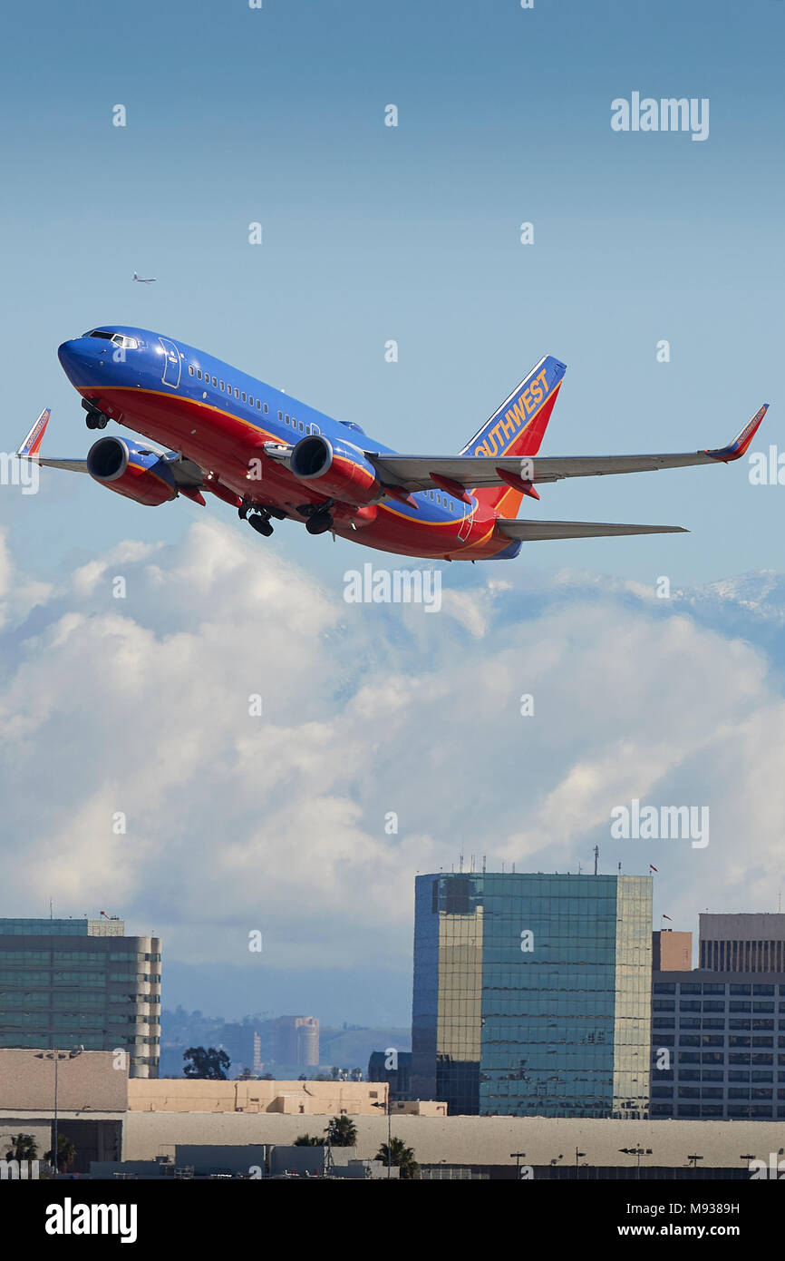 Southwest Airlines Boeing 737 Airliner Taking Off From Los Angeles