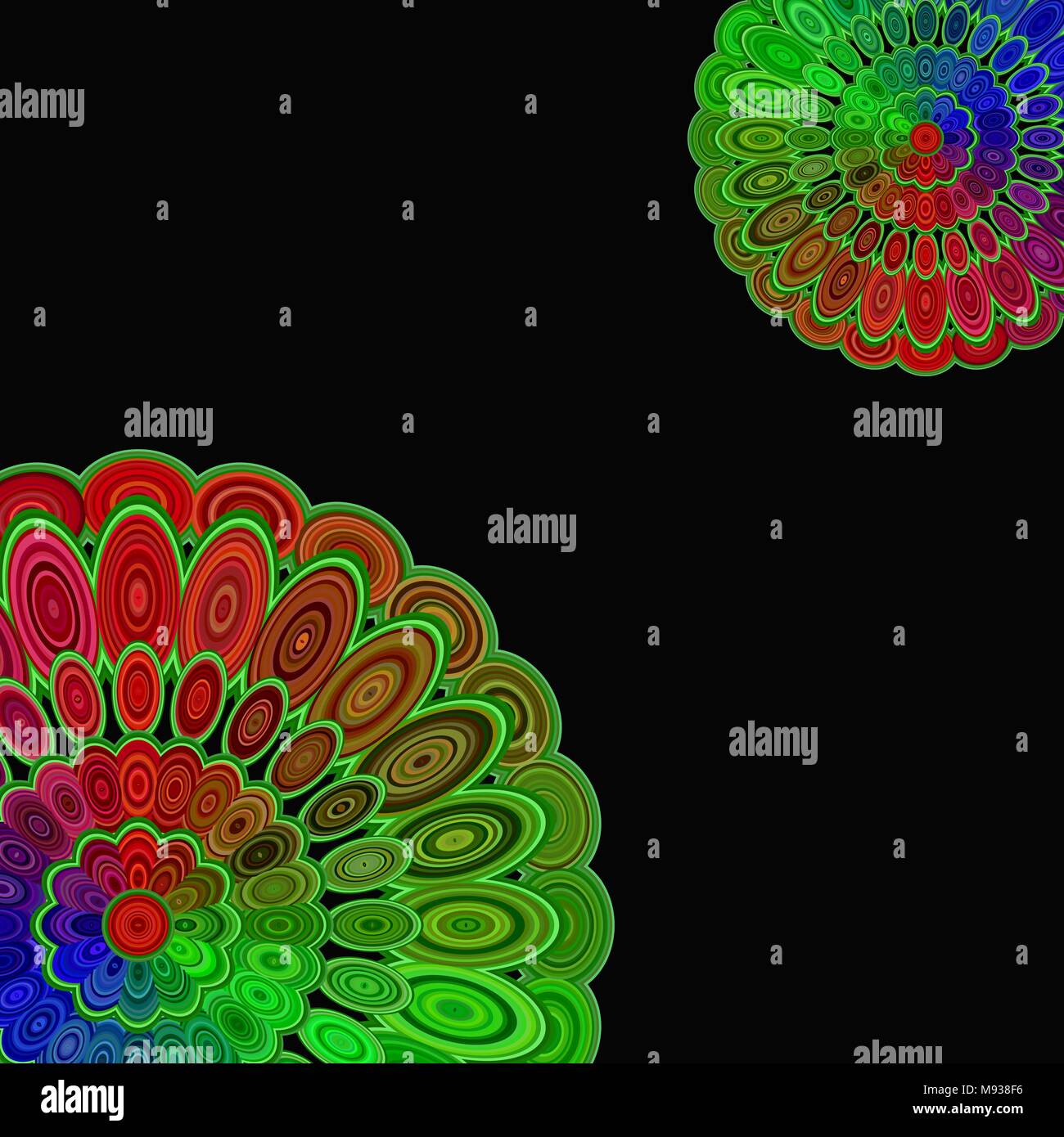 Abstract digital flower mandala art background - vector circular ...