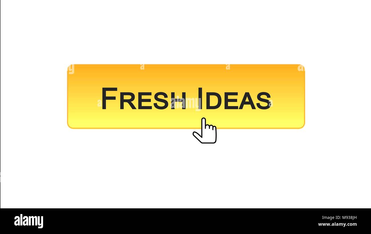 Fresh ideas web interface button clicked with mouse cursor, orange color, design, stock footage Stock Photo