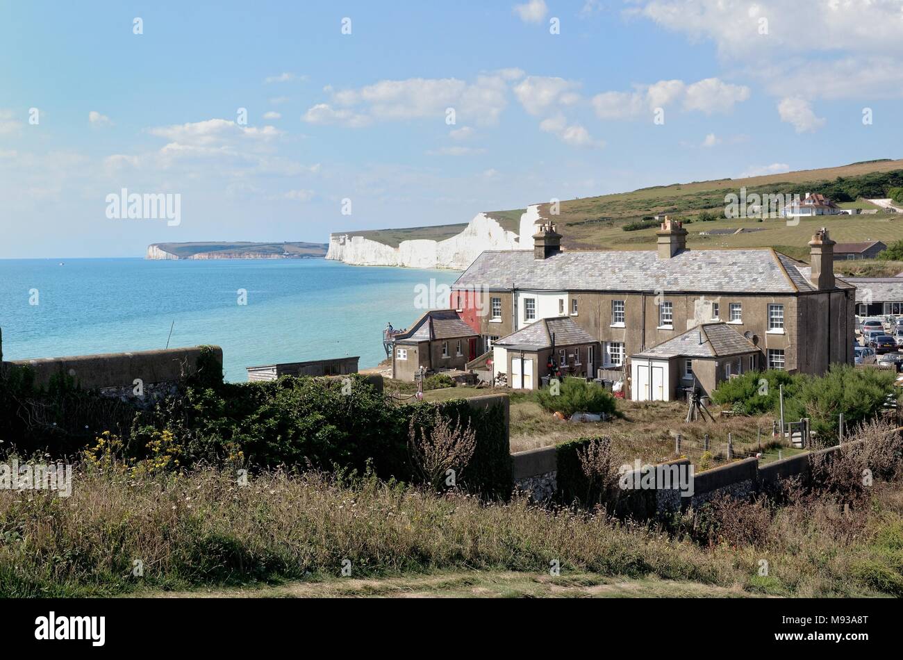 Cottages On The Cliff Edge At Birling Gap South Downs National