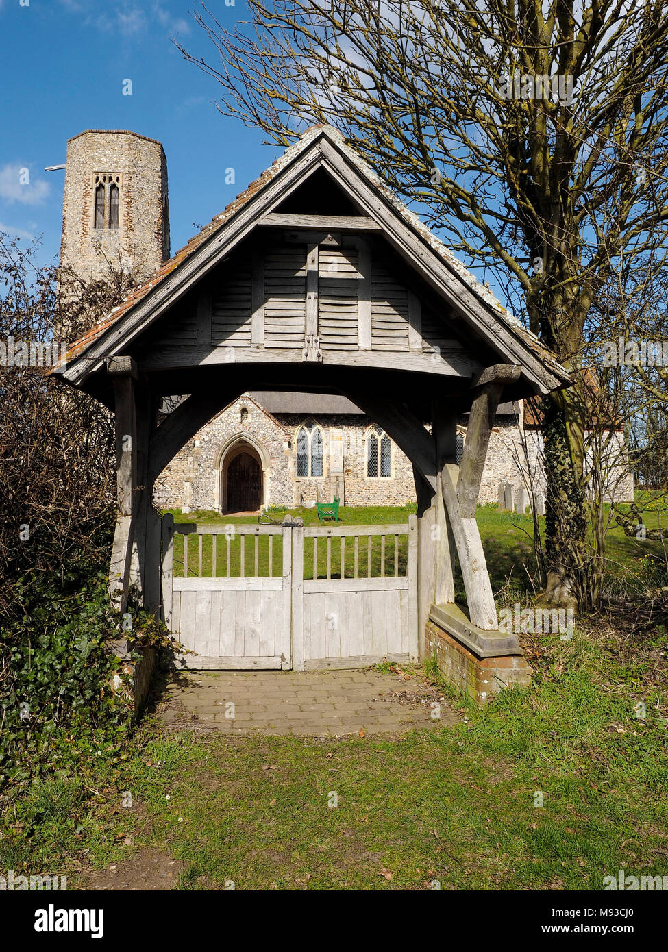 The medieval flint walled and thatch roofed church at Edingthorpe