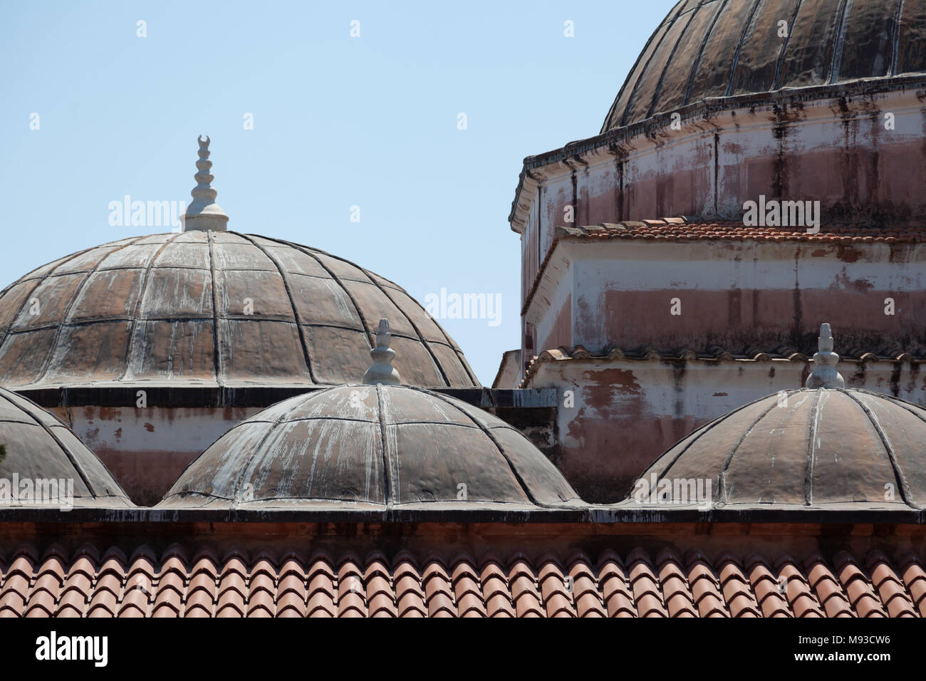 Domes of a mosque in the old town of Rhodes, Greece Stock Photo