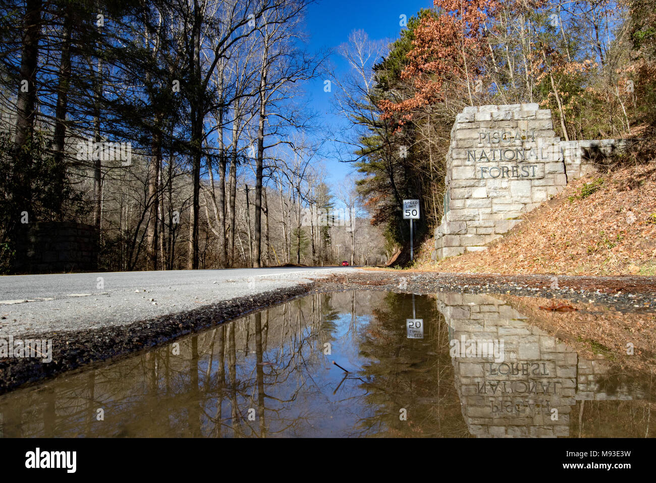 Entrance to Pisgah National Forest Brevard, North Carolina, USA Stock