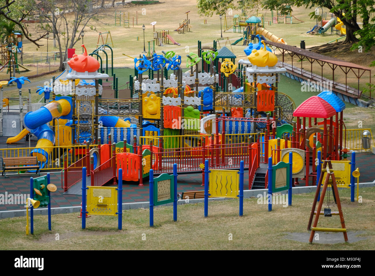 modern playground castle , climbing bars Stock Photo - Alamy