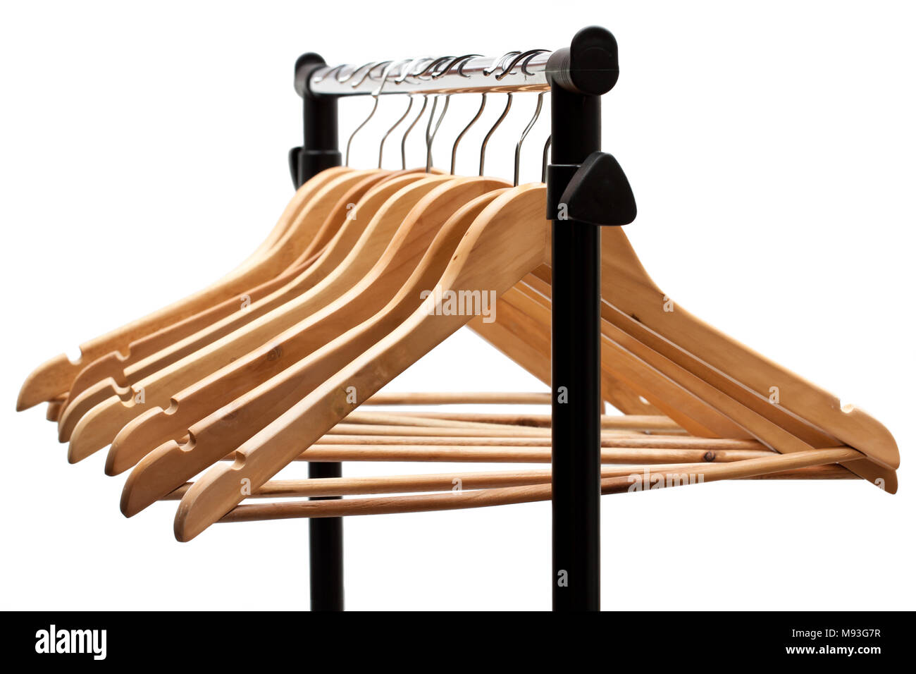 Coat hangers on a clothes rack Stock Photo Alamy