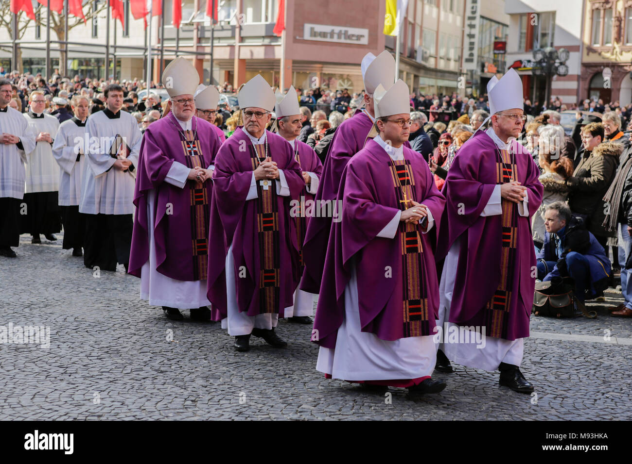 The Bishops and Cardinals who are celebrating the funeral mass walk in