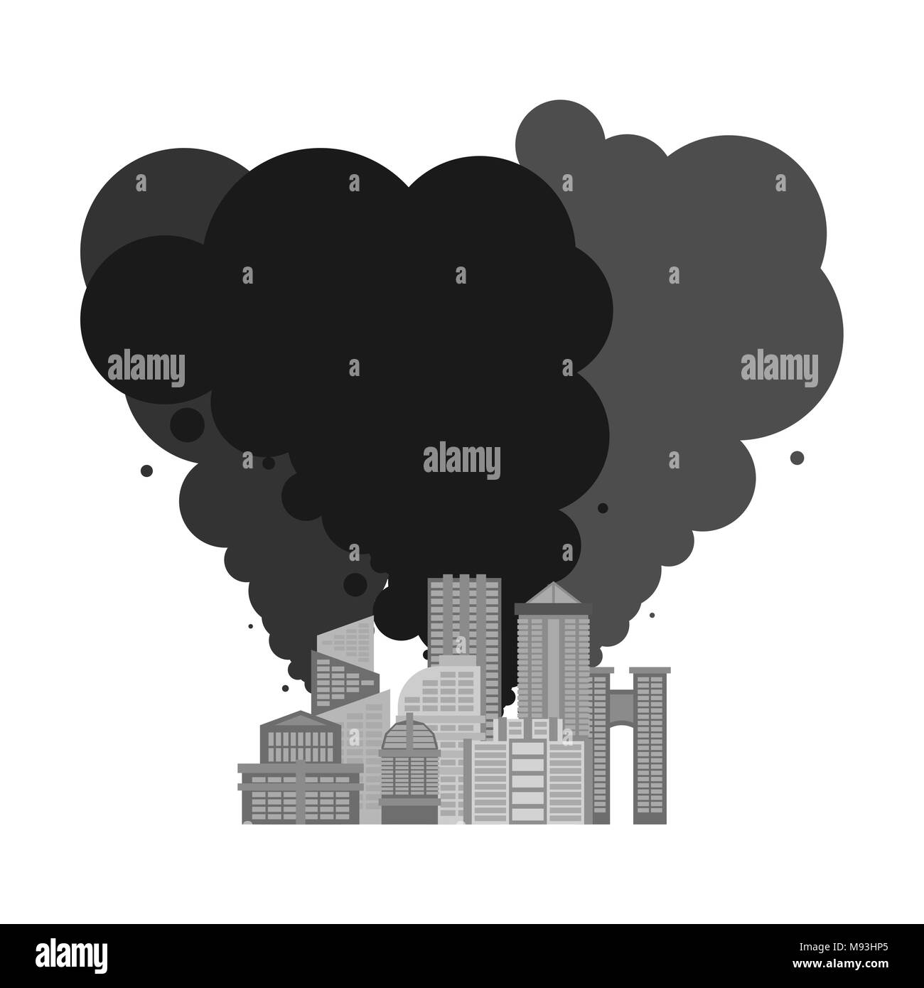 Exhaust gases from city. Environmental pollution. Factory and poisonous