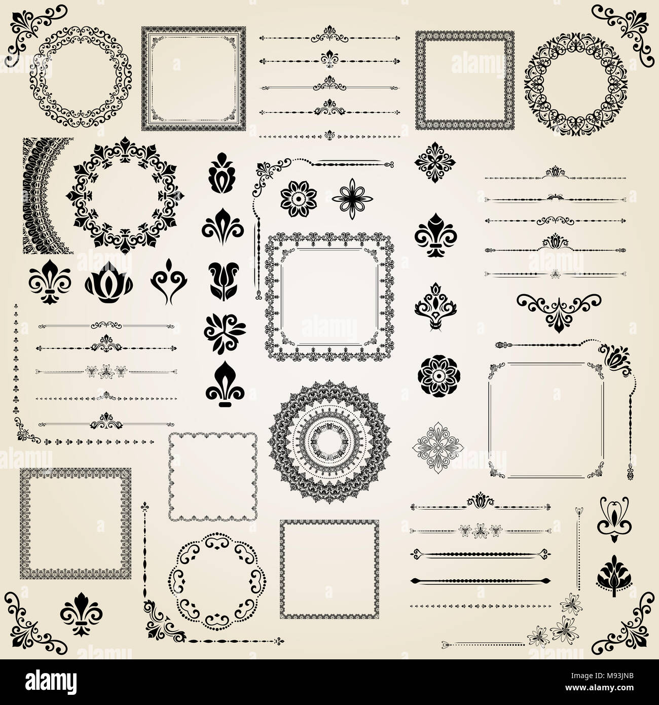 Vintage Set of Horizontal, Square and Round Elements Stock Photo - Alamy