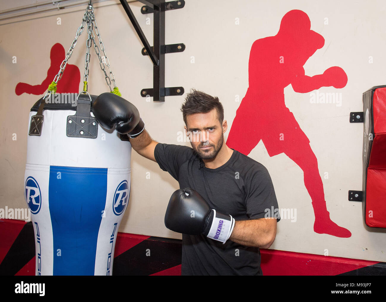 Previously unissued photo dated 13/03/18 of Spencer Matthews during a visit to the Boxing Academy, a Comic Relief funded sport project in Hackney, London, ahead of Sport Relief boxing challenge. Stock Photo