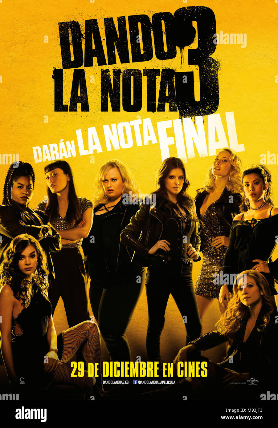 RELEASE DATE: December 22, 2107 TITLE: Pitch Perfect 3 STUDIO: Universal Pictures DIRECTOR: Trish Sie PLOT: Following their win at the world championship, the now separated Bellas reunite for one last singing competition at an overseas USO tour, but face a group who uses both instruments and voices. STARRING: Poster Art Spanish. (Credit Image: © Universal Pictures/Entertainment Pictures) Stock Photo