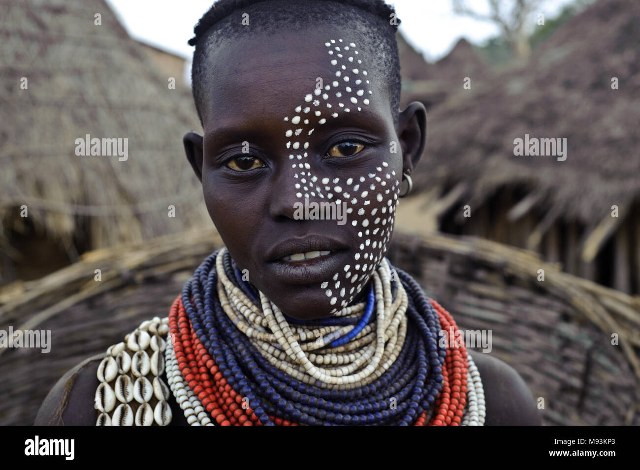 Young woman belonging to the Karo tribe ( Ethiopia) Stock Photo