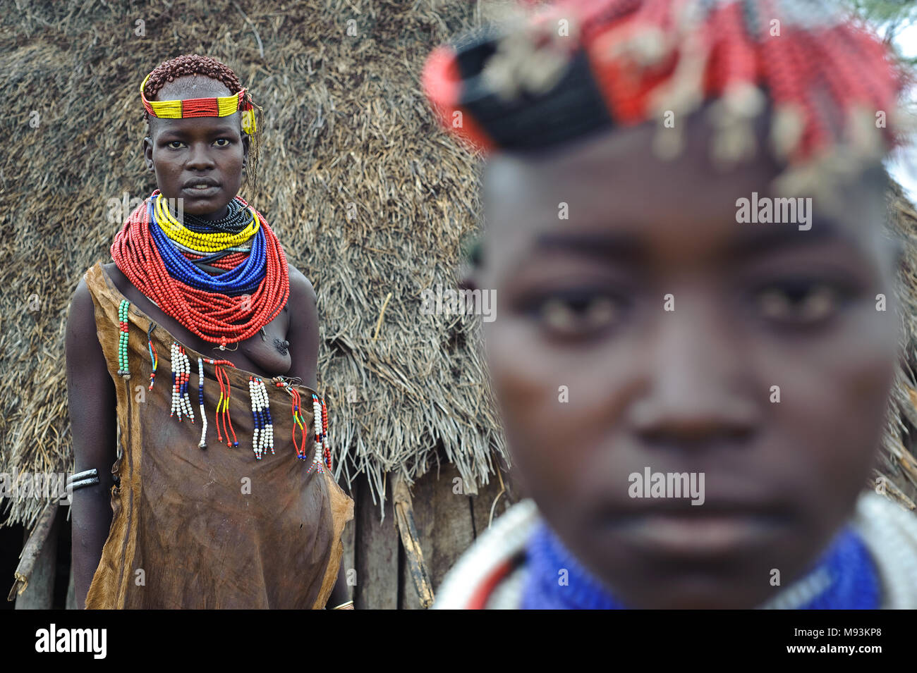 Young women belonging to the Karo tribe ( Ethiopia) Stock Photo